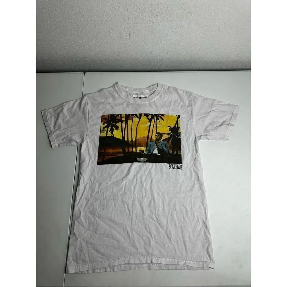 Scarface 'Montana Tony' Retro Movie T-shirt Size S Cotton White